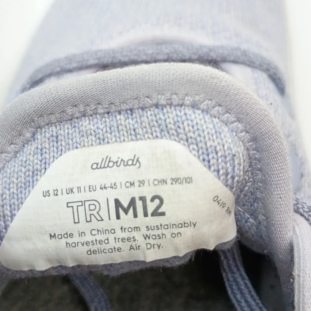Allbirds Tree Runners Men 12 Light Blue Lavender Eucalyptus Mesh Sneakers TR M12